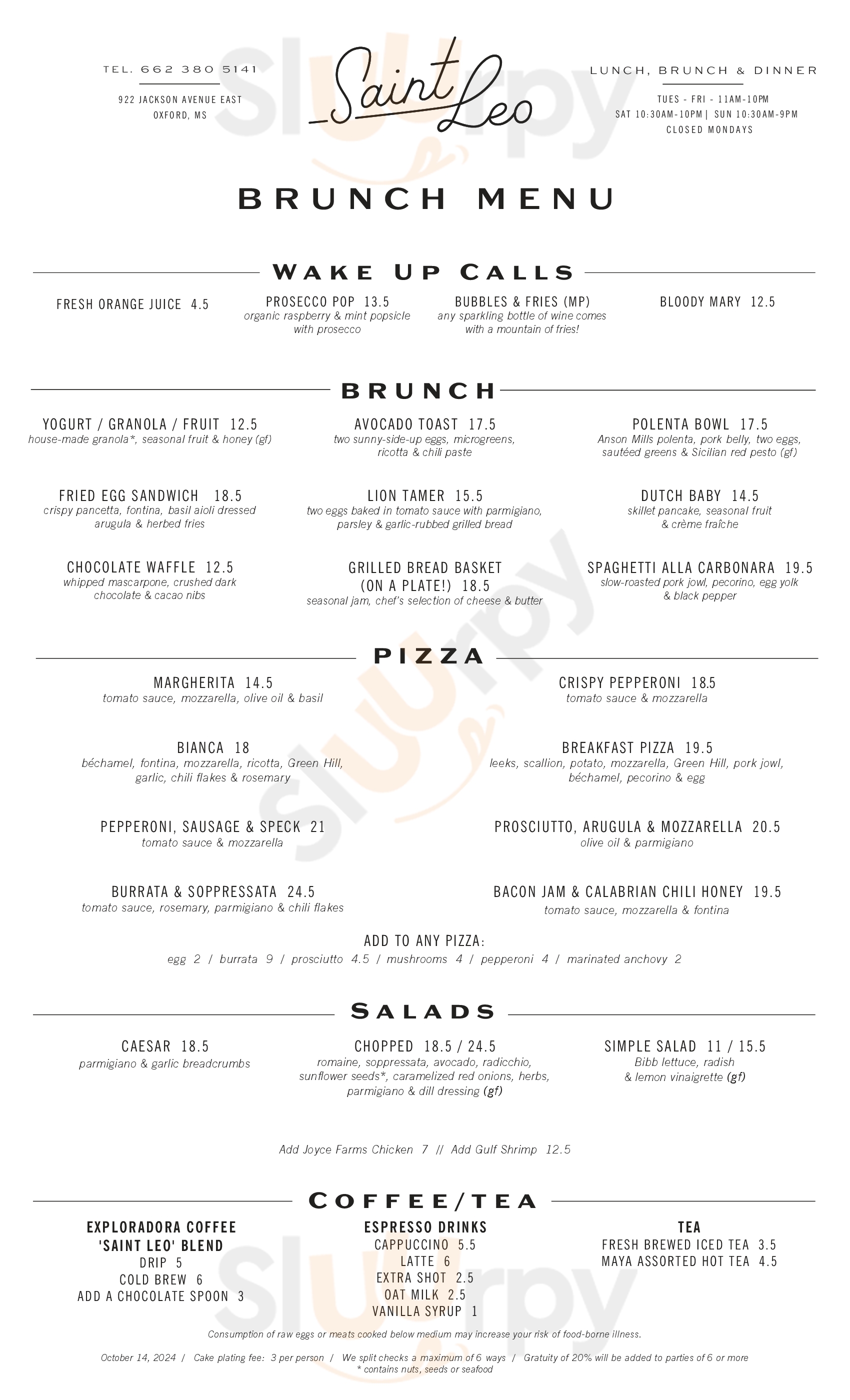 Saint Leo Oxford Menu - 1