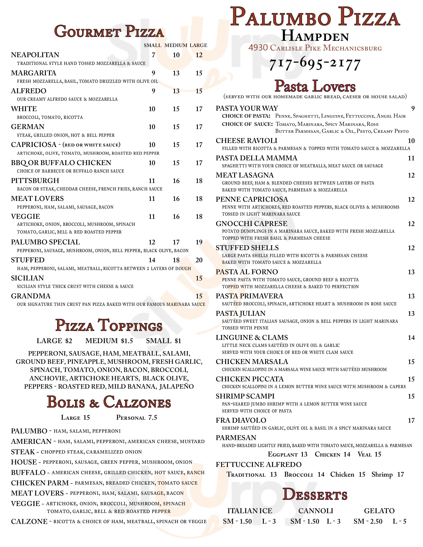Main Menu - Palumbo Pizza