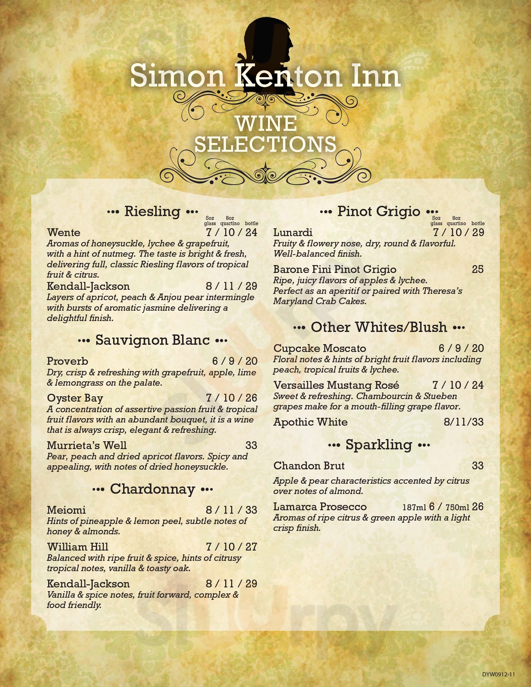 Main Menu - Simon Kenton Inn