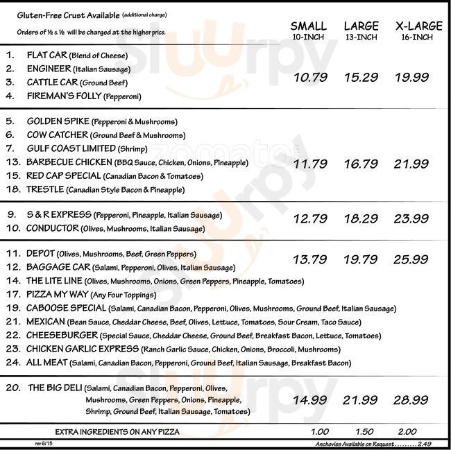 Pizza Caboose Tigard Menu - 1