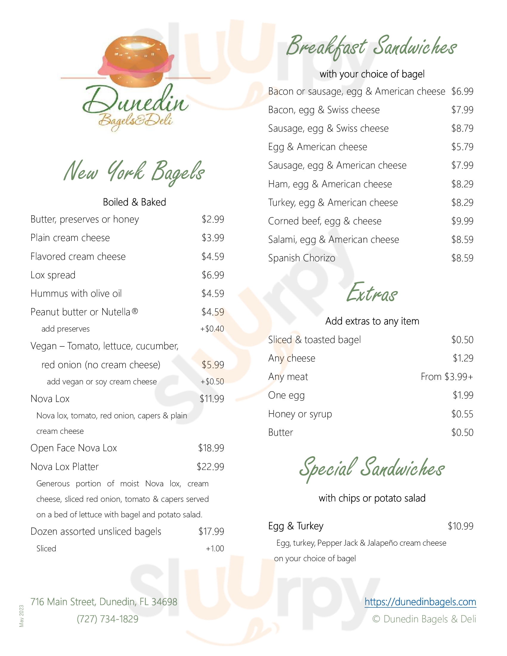 Dunedin Bagels & Deli Dunedin Menu - 1