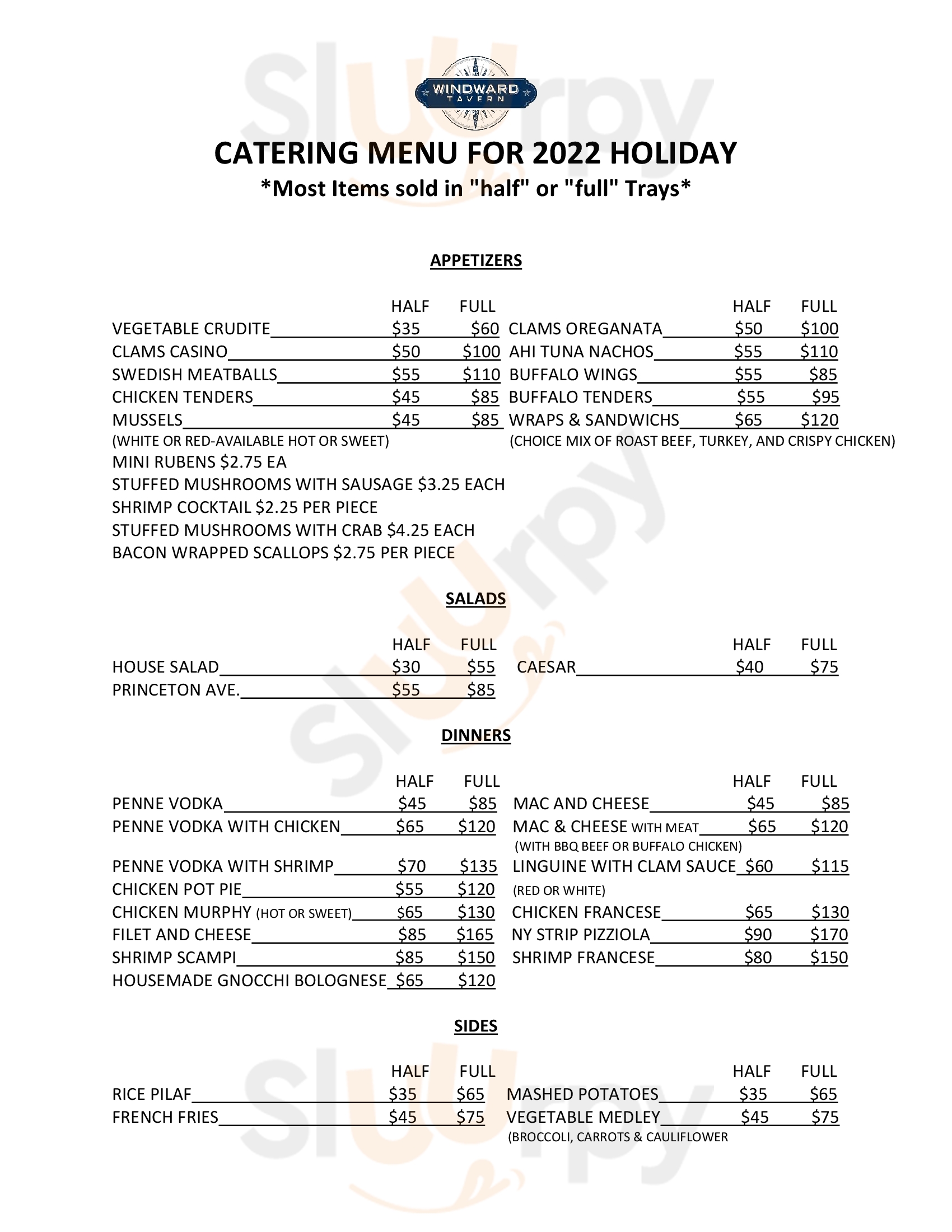 Windward Tavern Brick Menu - 1