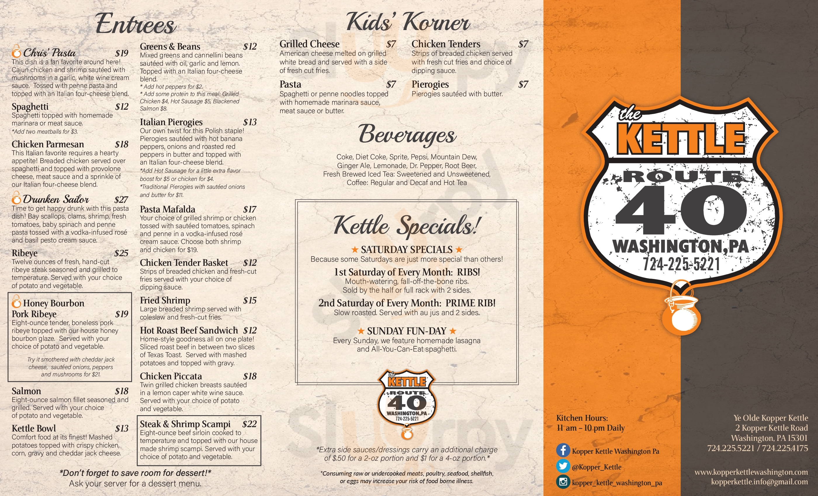 Kopper Kettle Washington Menu - 1