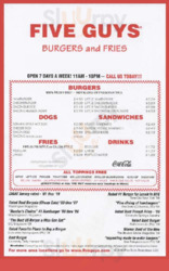 Five Guys menu