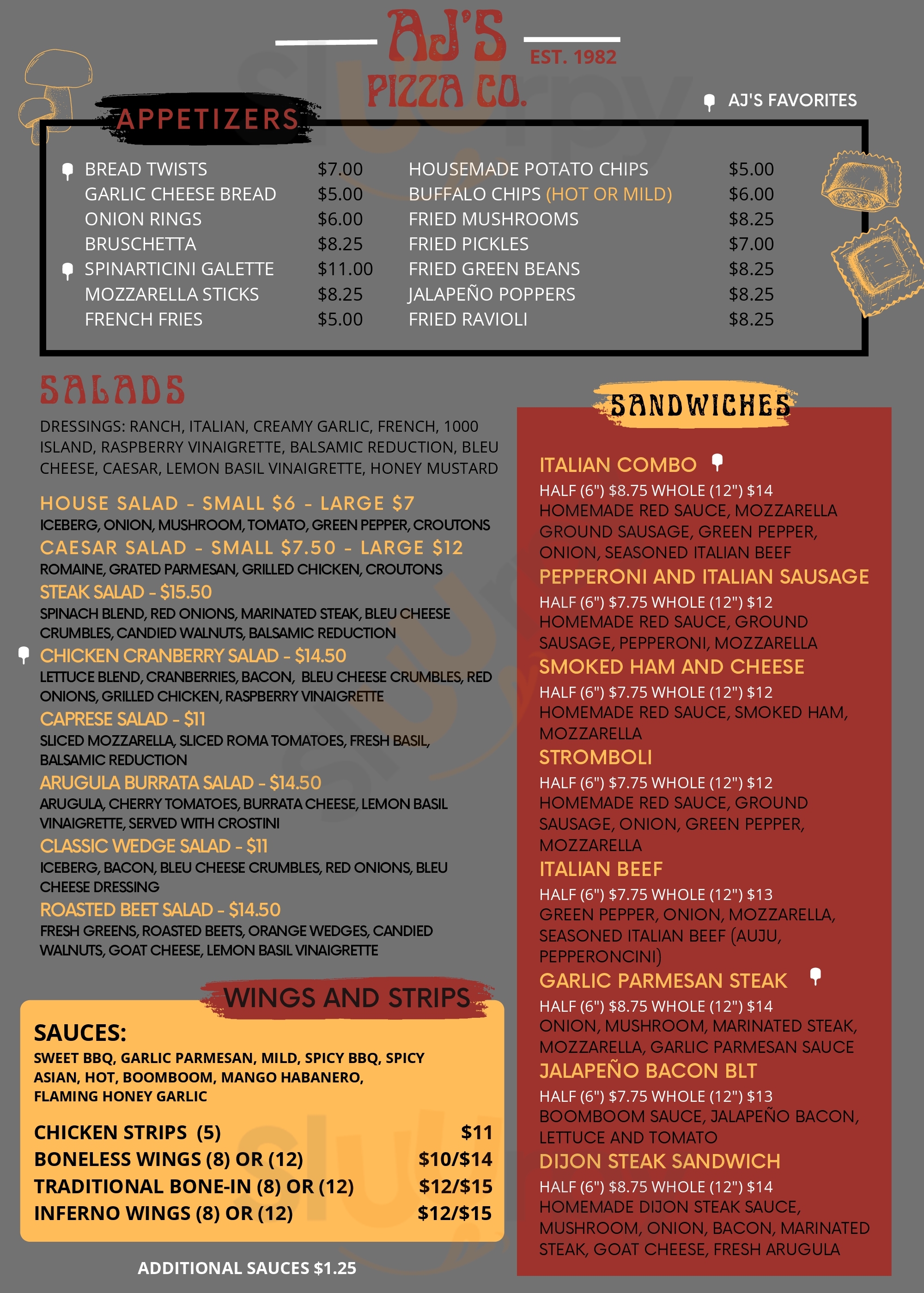 Main Menu - Aj's Pizza Co.