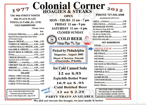 Colonial Corner Hoagie Shop