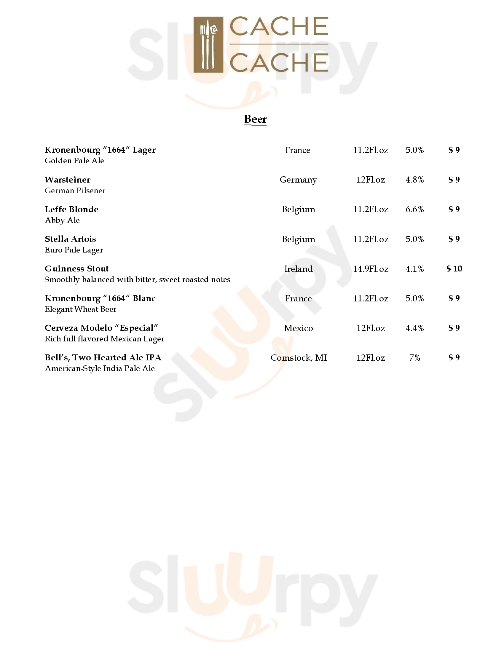 Cache Cache Aspen Menu - 1