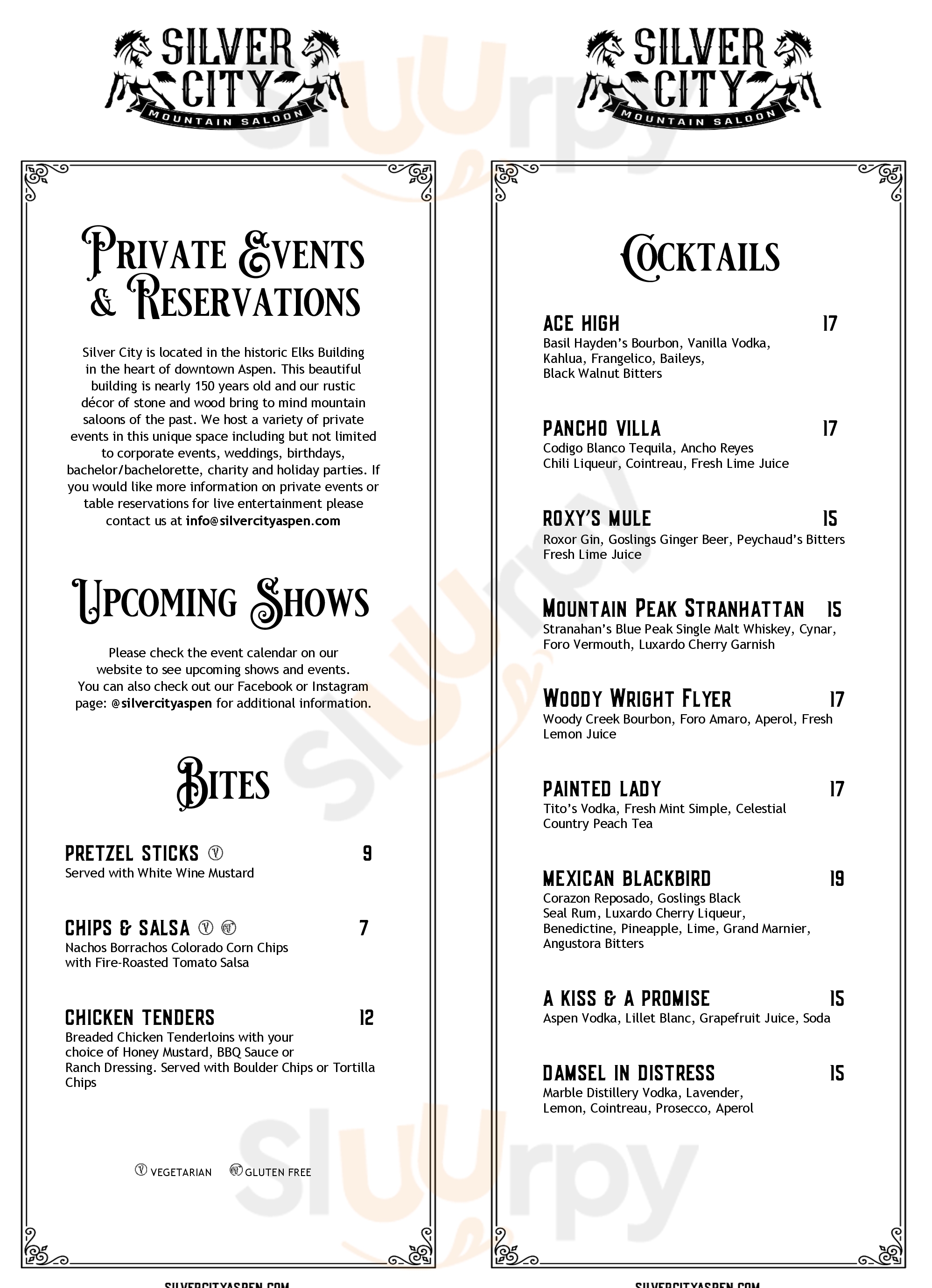 Silver City Mountain Saloon Aspen Menu - 1