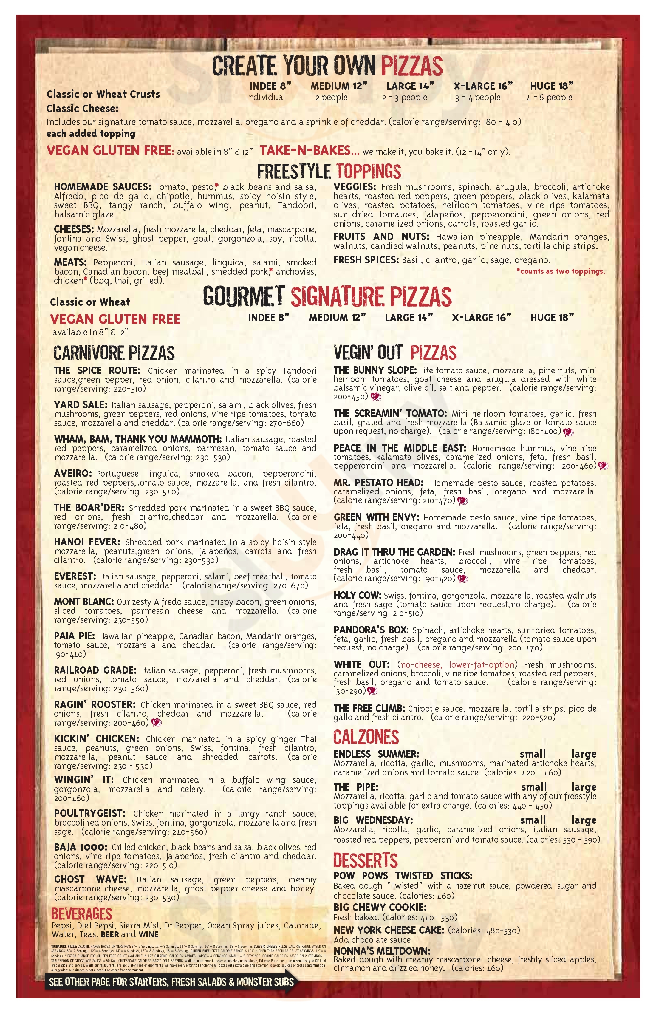 Extreme Pizza Breckenridge Menu - 1