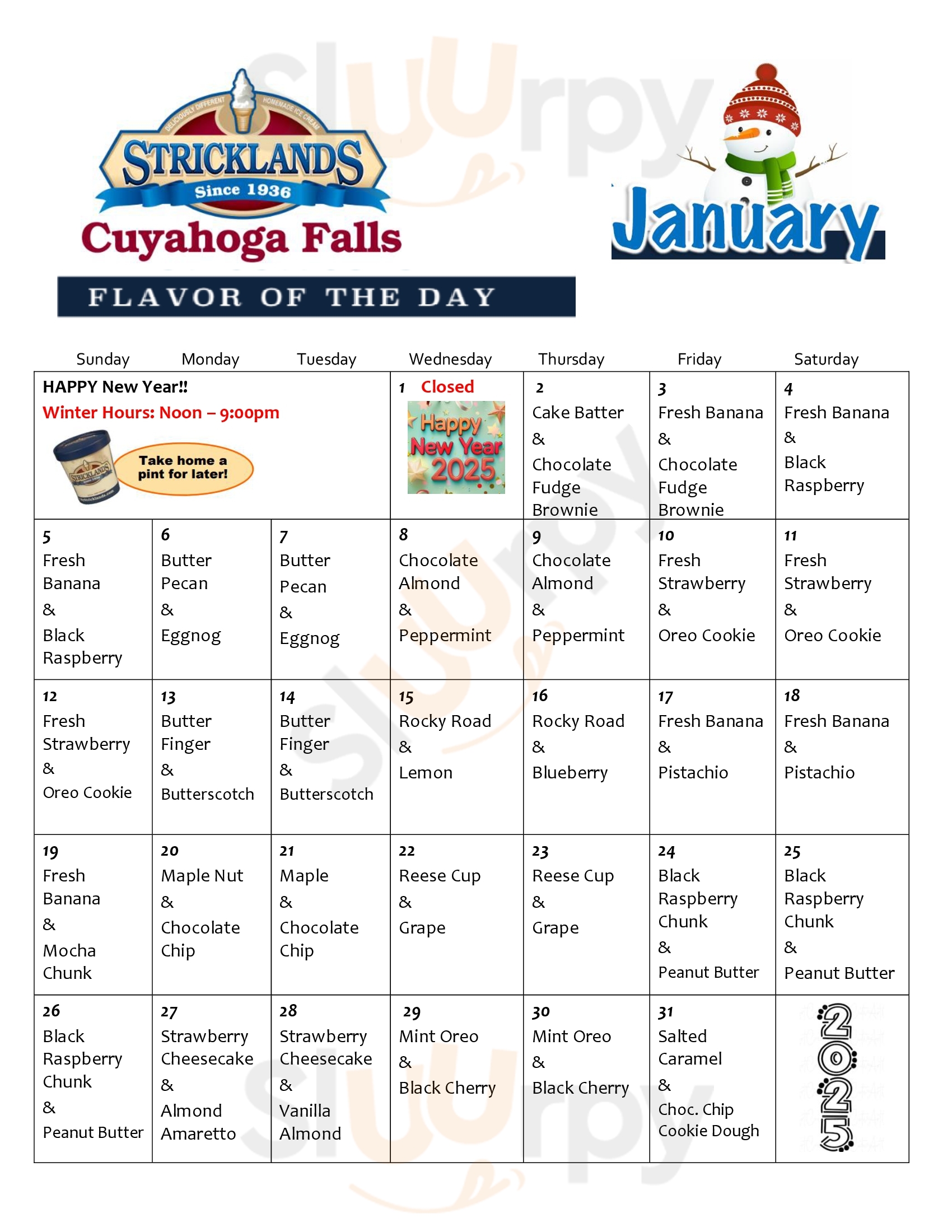 Main Menu - Strickland's Frozen Custard