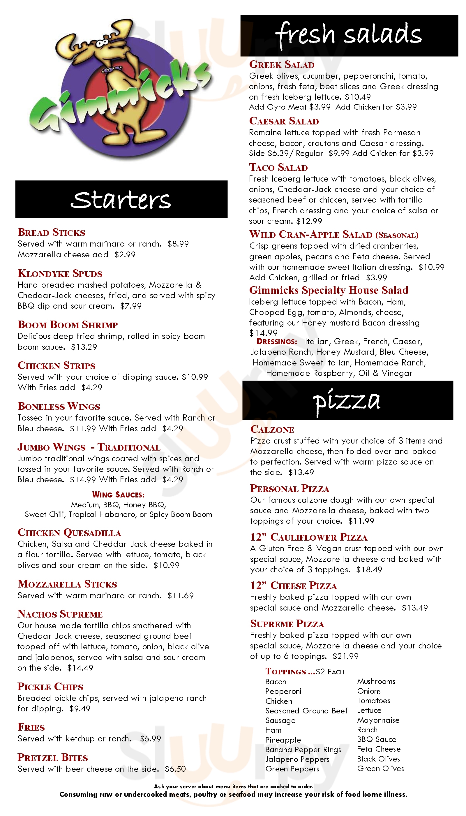 Main Menu - Gimmicks For Food & Fun