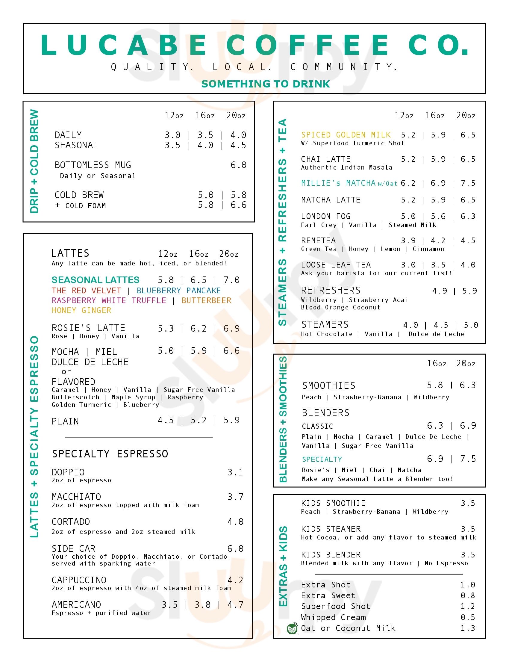 Main Menu - Lucabe Coffee Co