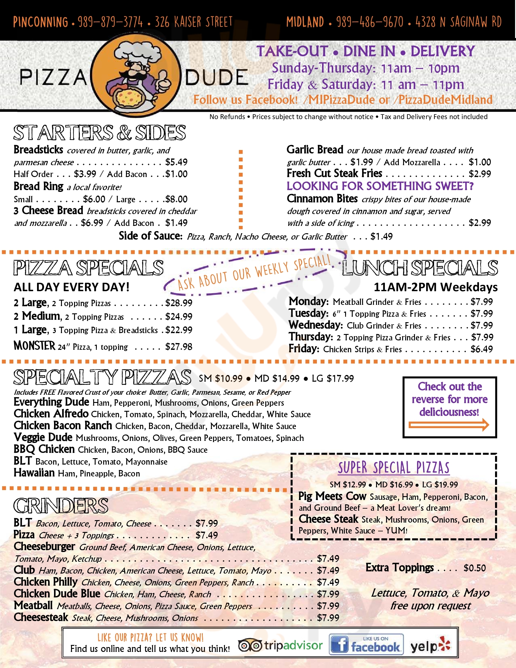 Main Menu - Pizza Dude Midland