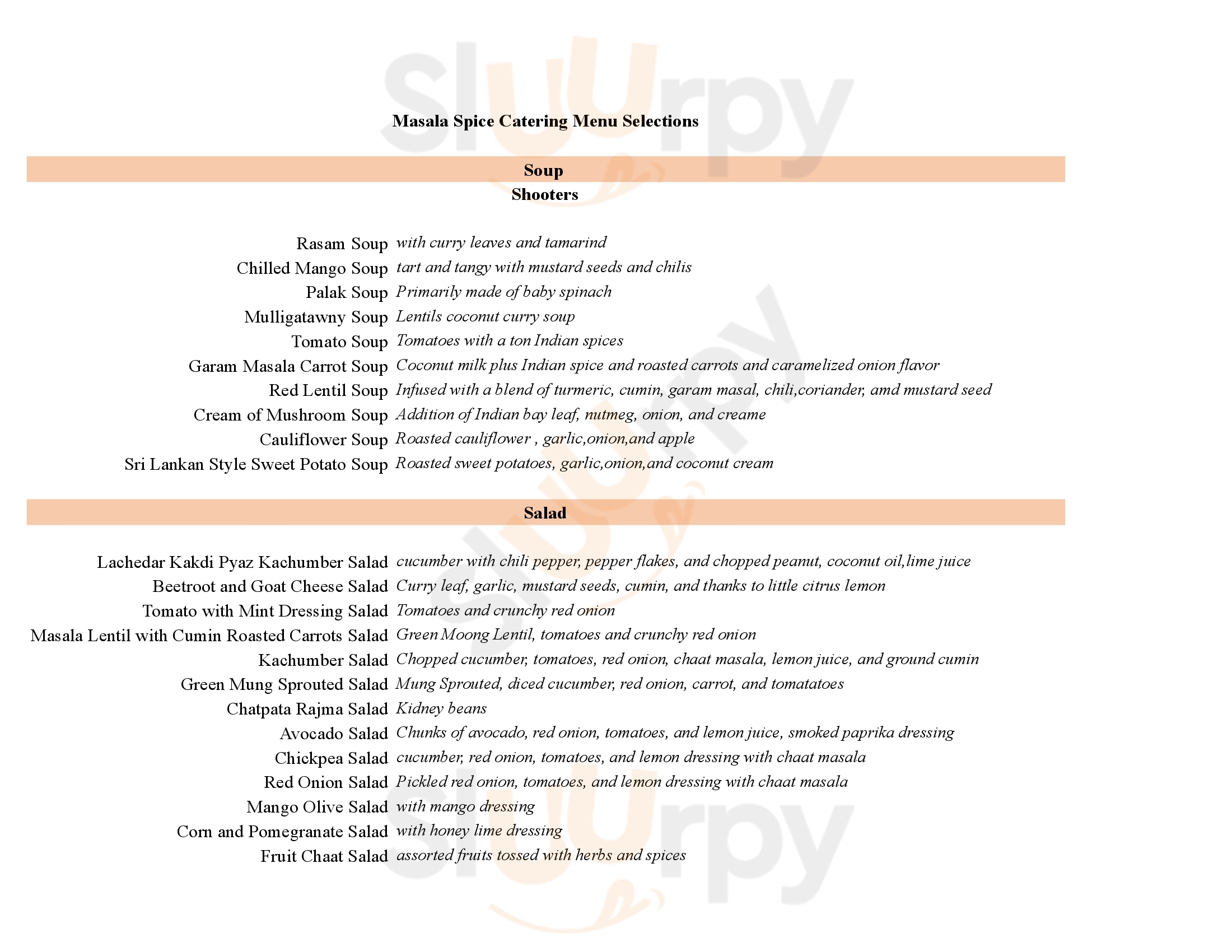 Main Menu - Masala Spice Indian Cuisine