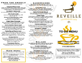 Reveille Cafe menu