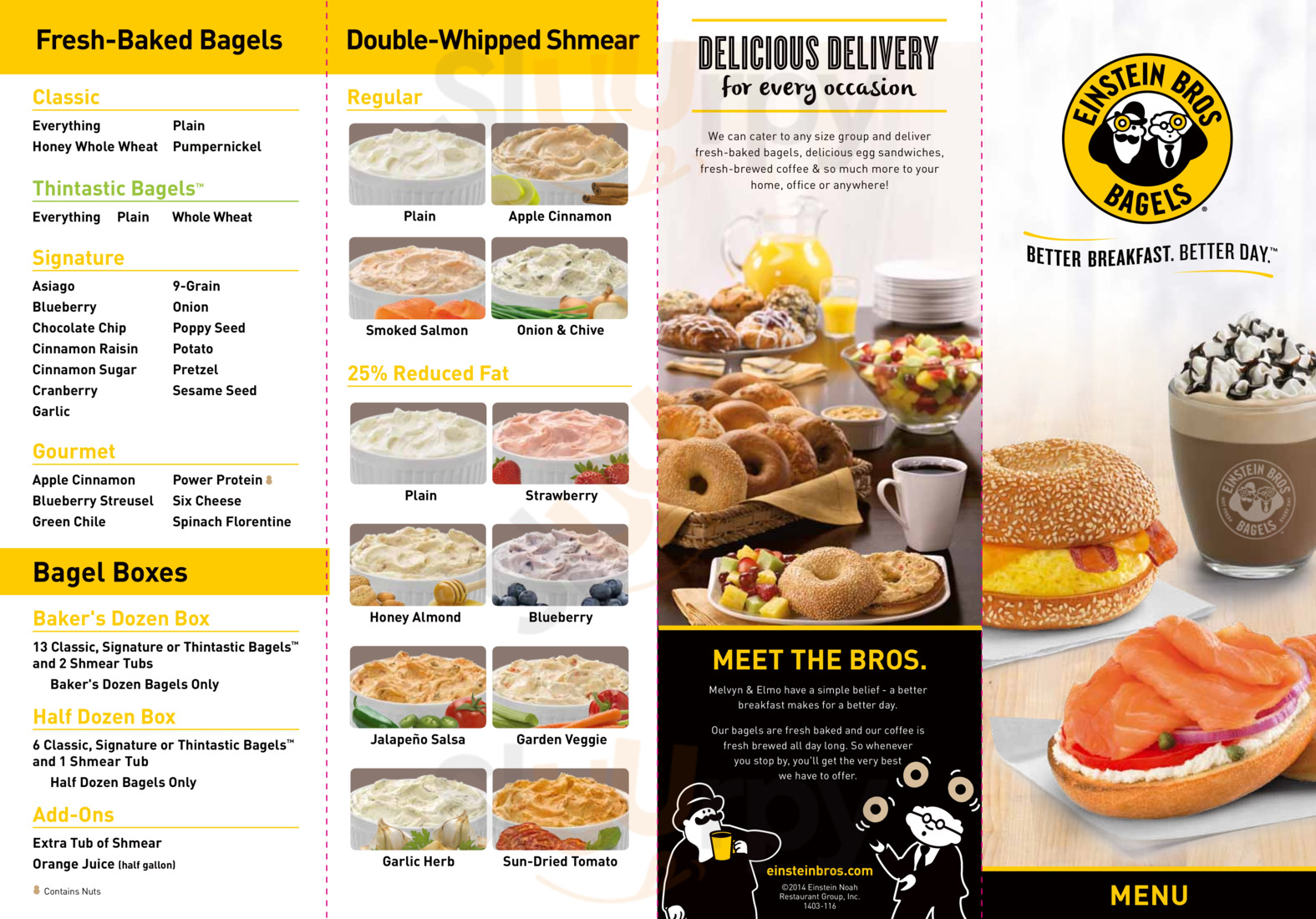 Einstein Bros Bagel menu