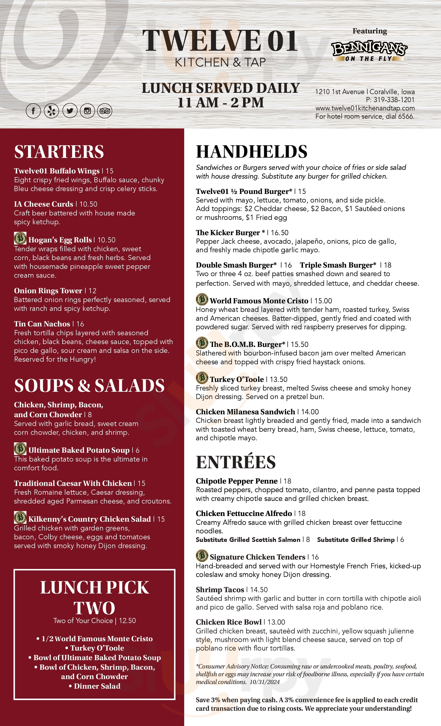 Twelve01 Kitchen & Tap Coralville Menu - 1