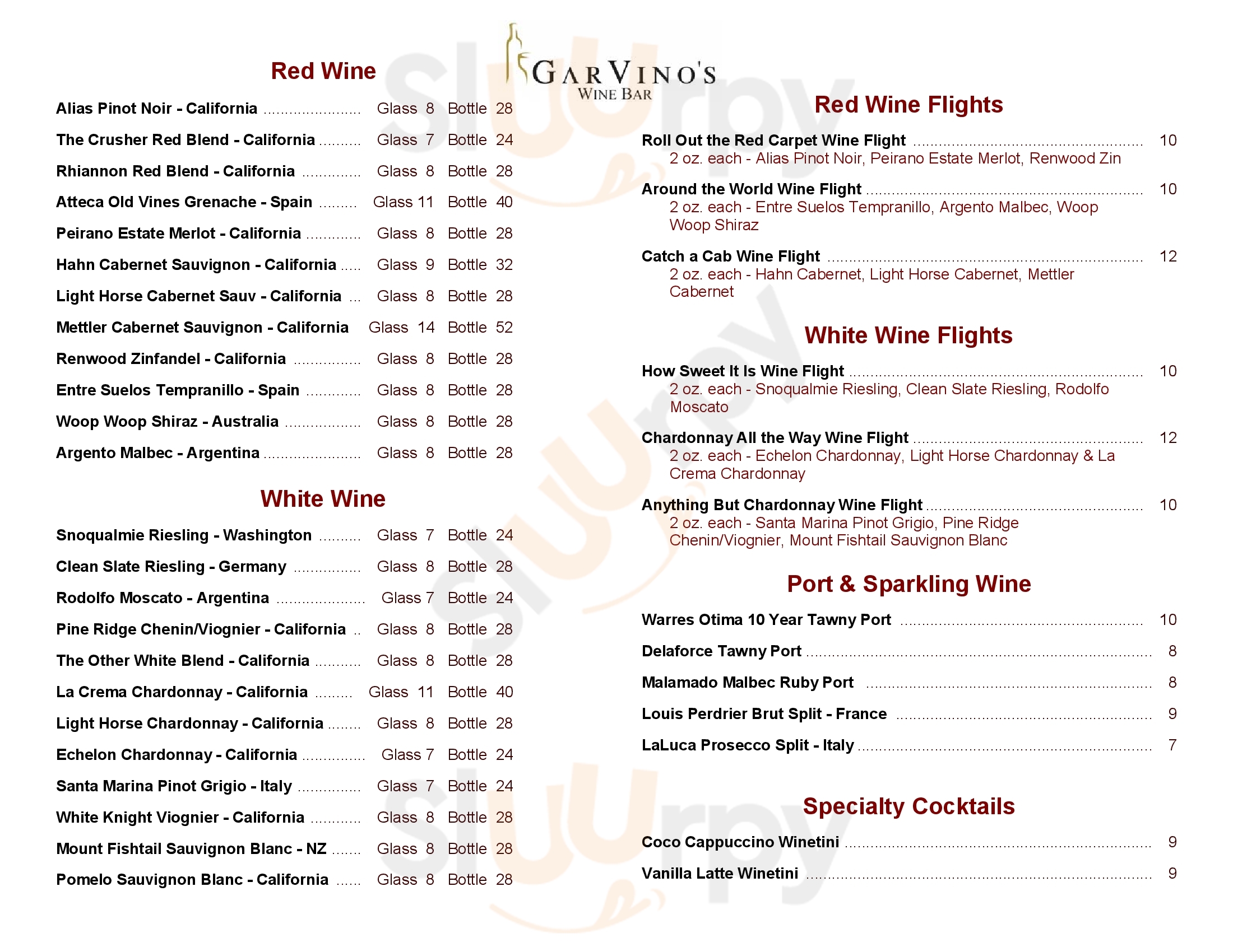 Garvino's The Villages Menu - 1