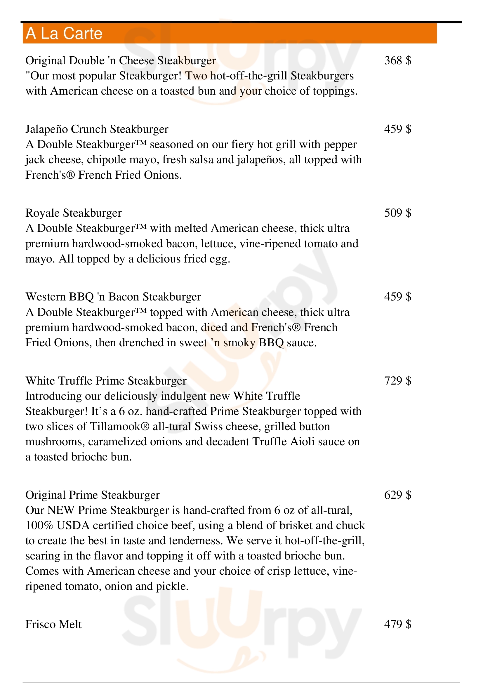 Steak 'n Shake menù, Grove City Main Menu Sluurpy