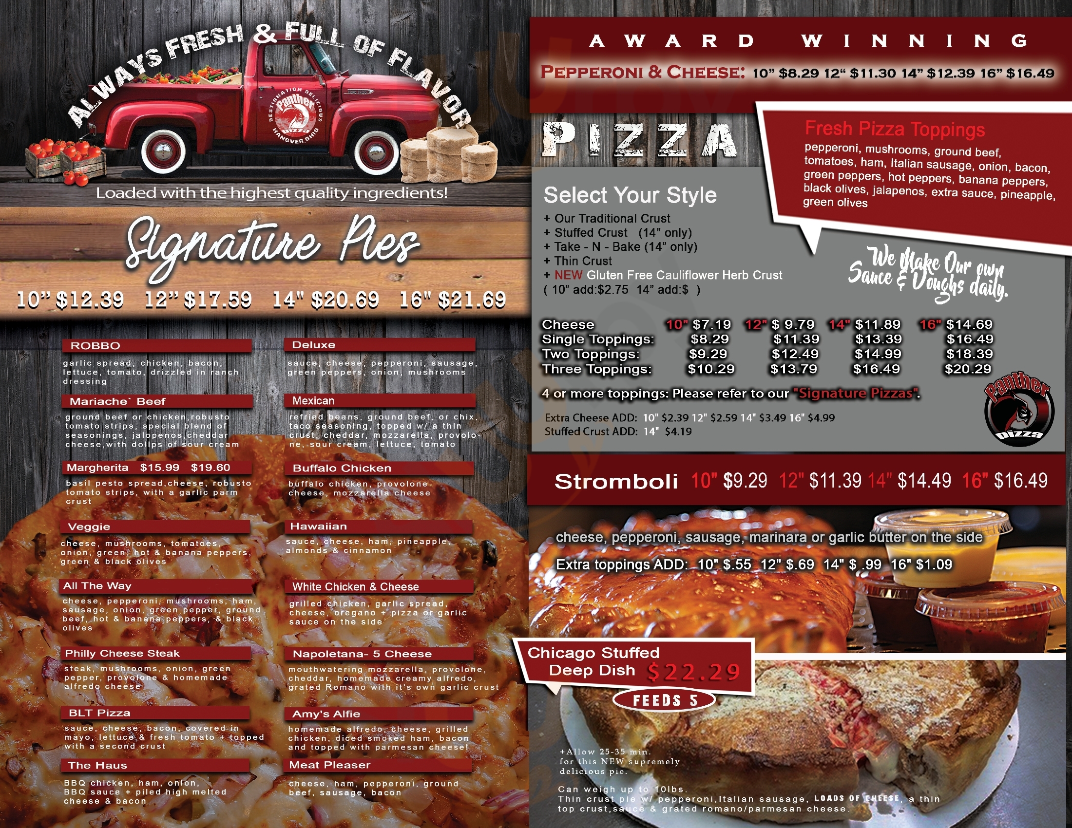 Main Menu - Panther Pizza & Ice Cream