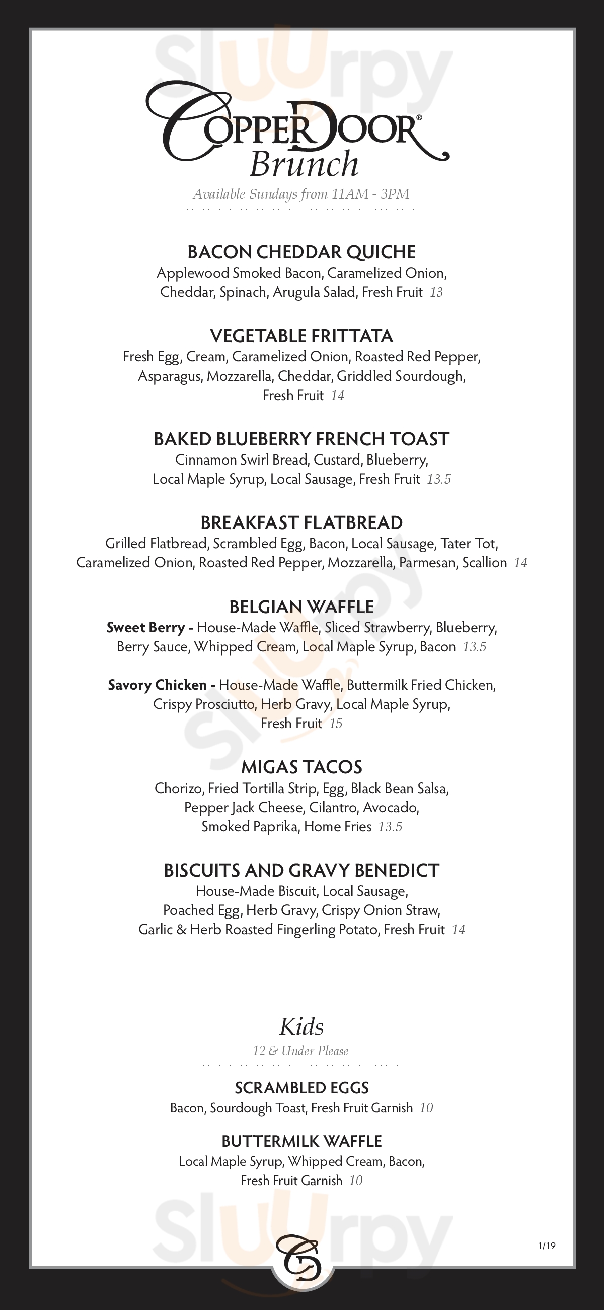 Main Menu - Copper Door Restaurant