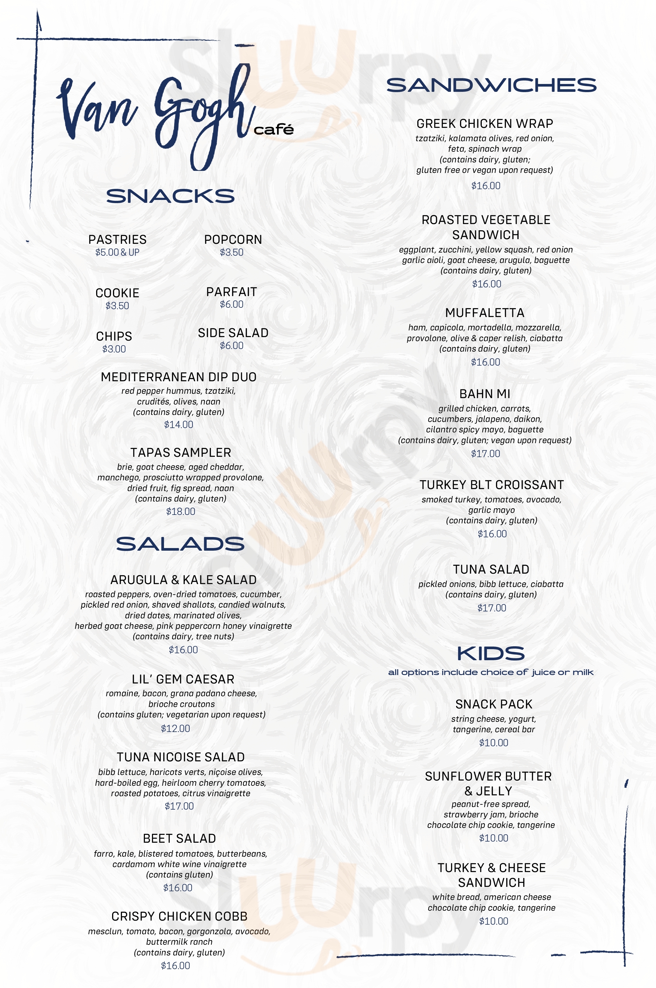 Main Menu - Van Gogh Cafe At Grounds For Sculpture