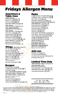 Tgi Fridays menu