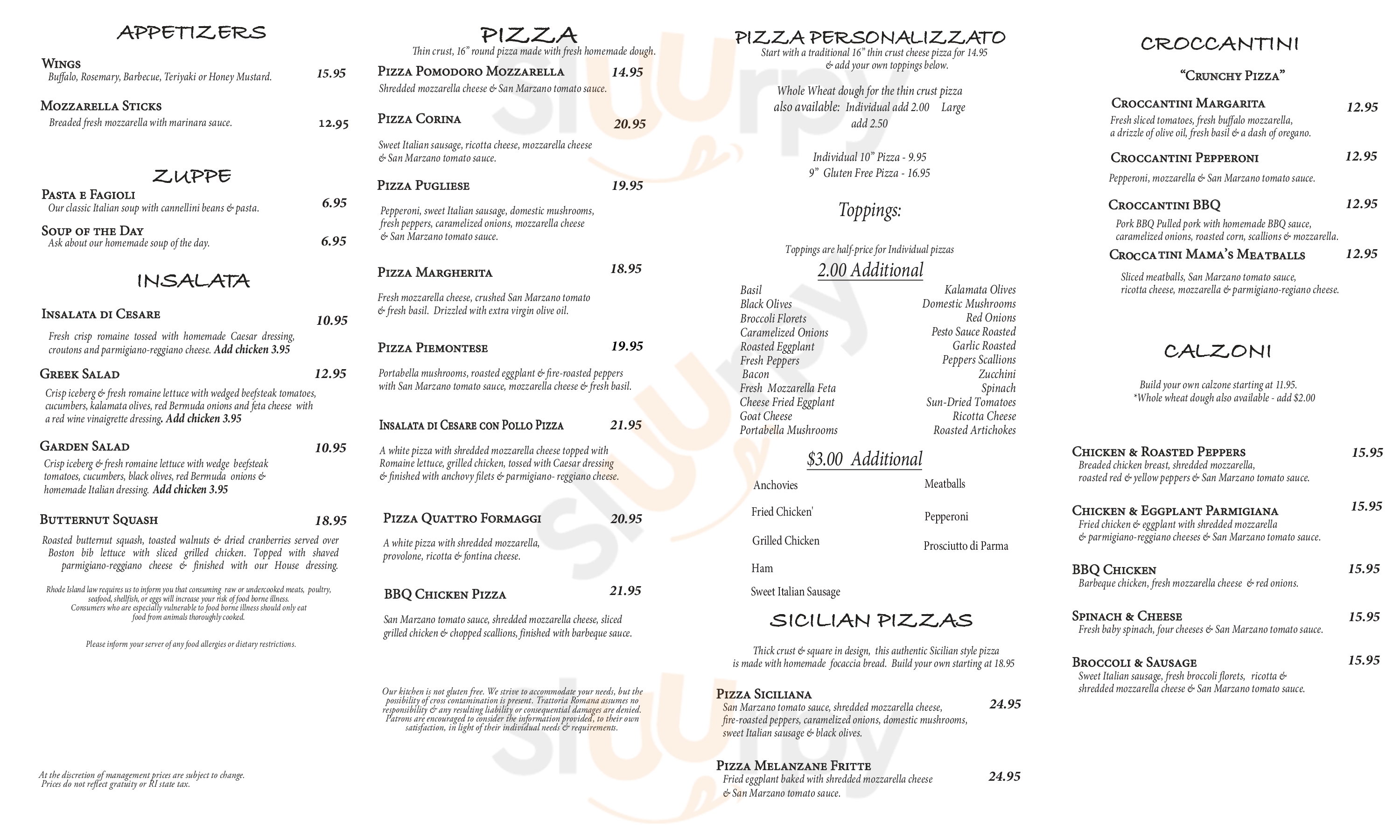 Main Menu - Trattoria Romana