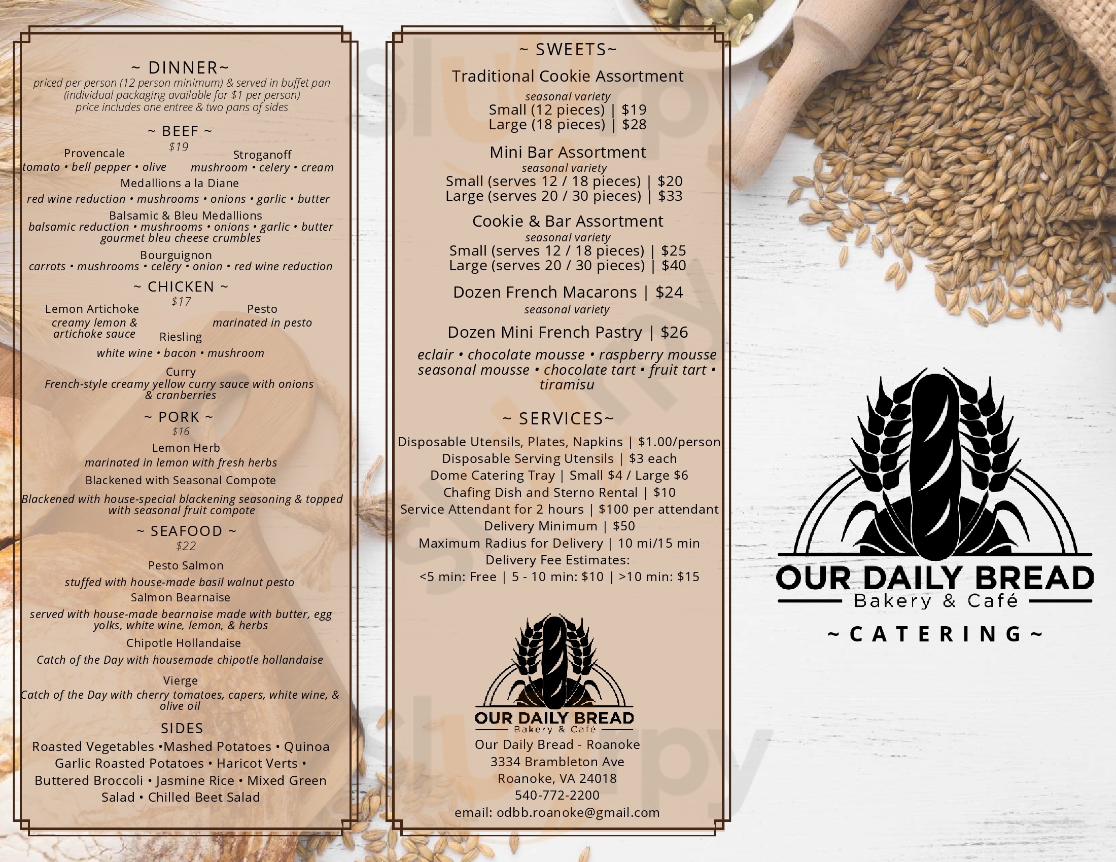 Main Menu - Olde Salem Bakery