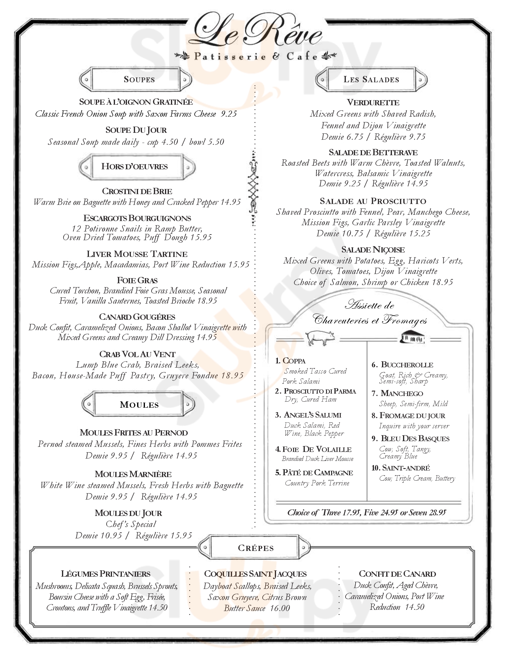 Le Reve Patisserie & Cafe Wauwatosa Menu - 1