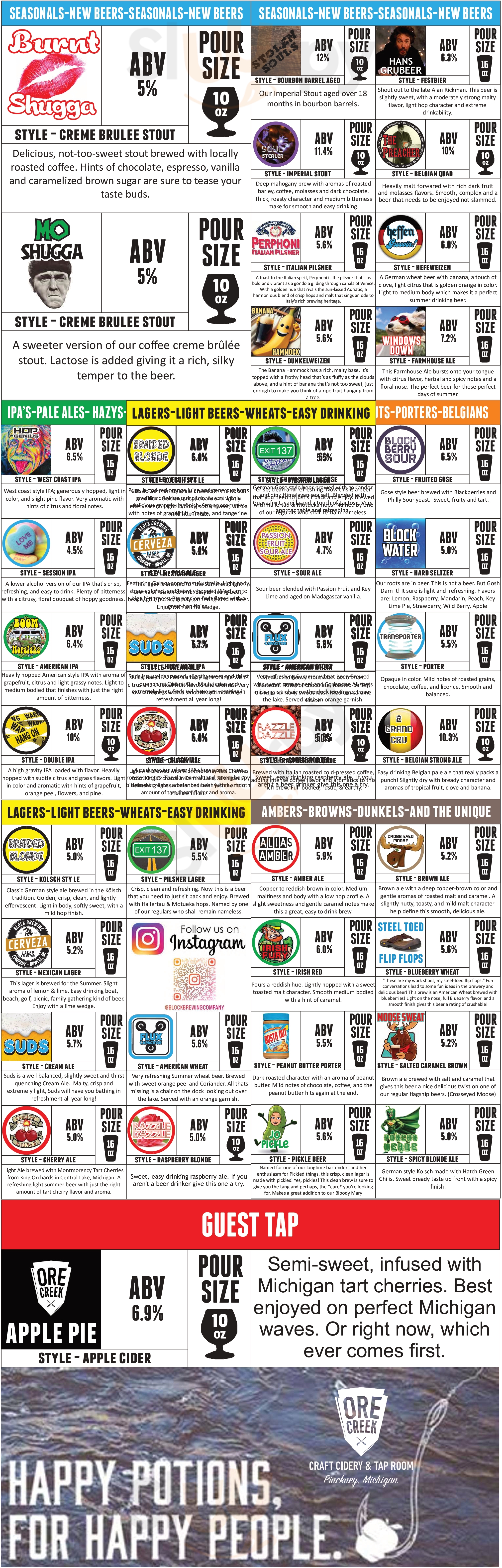 Main Menu - Block Brewing Company