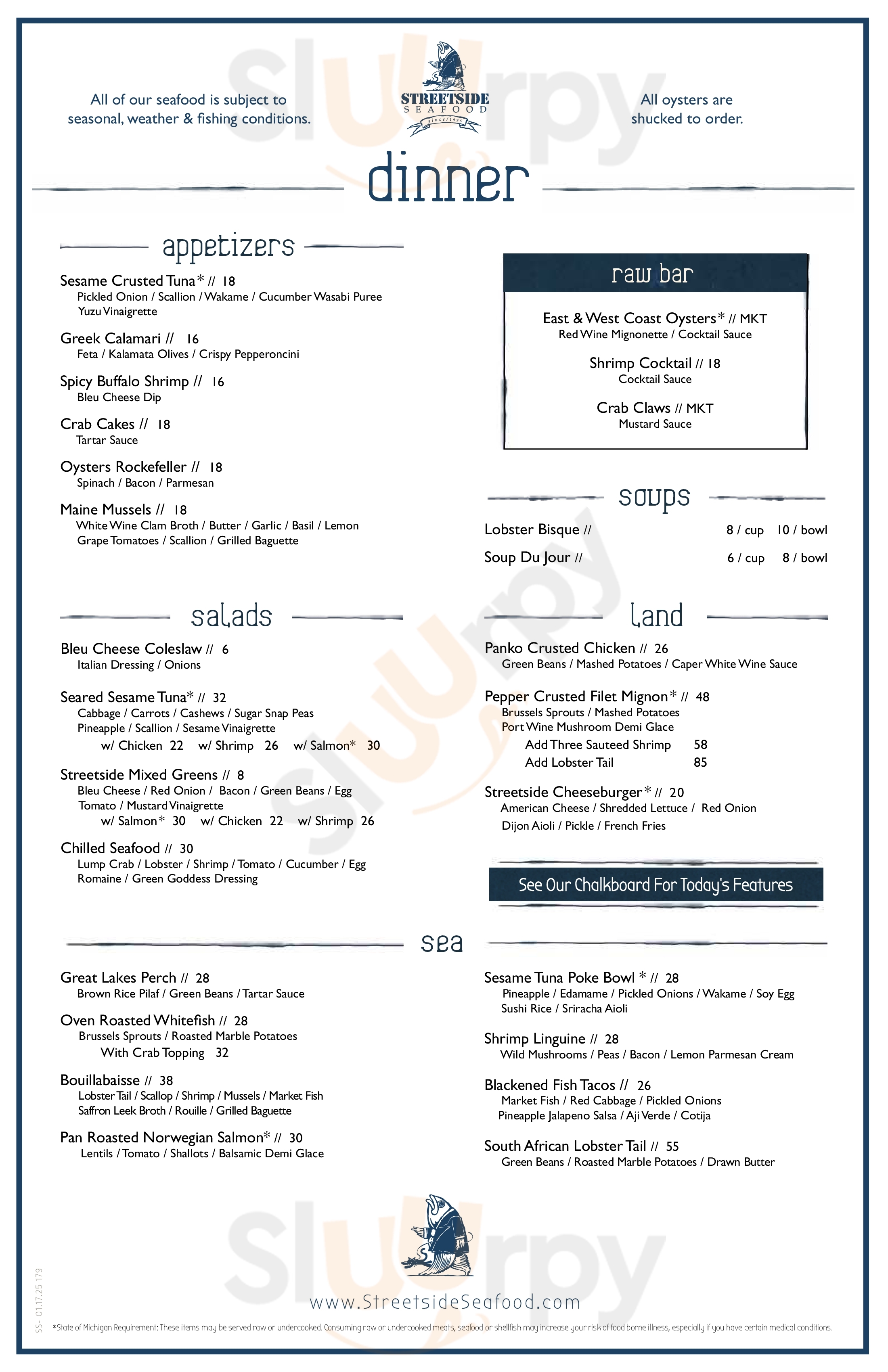 Main Menu - Streetside Seafood