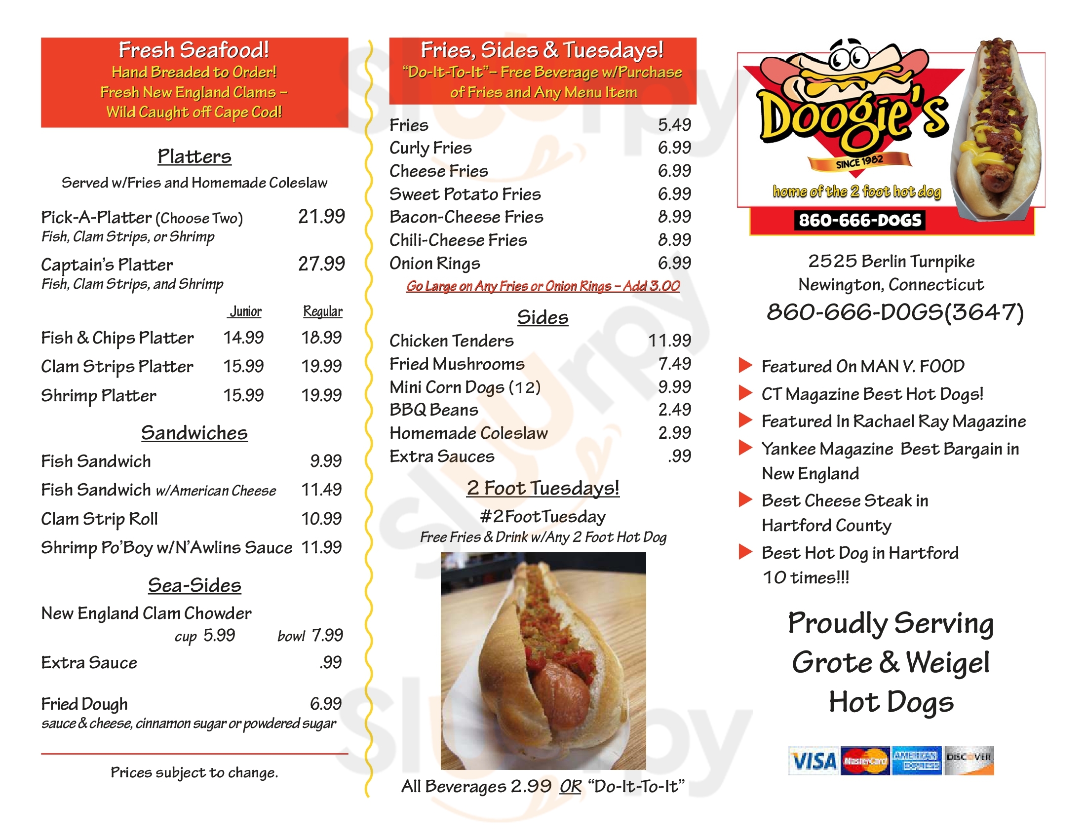 Doogie's Newington Menu - 1