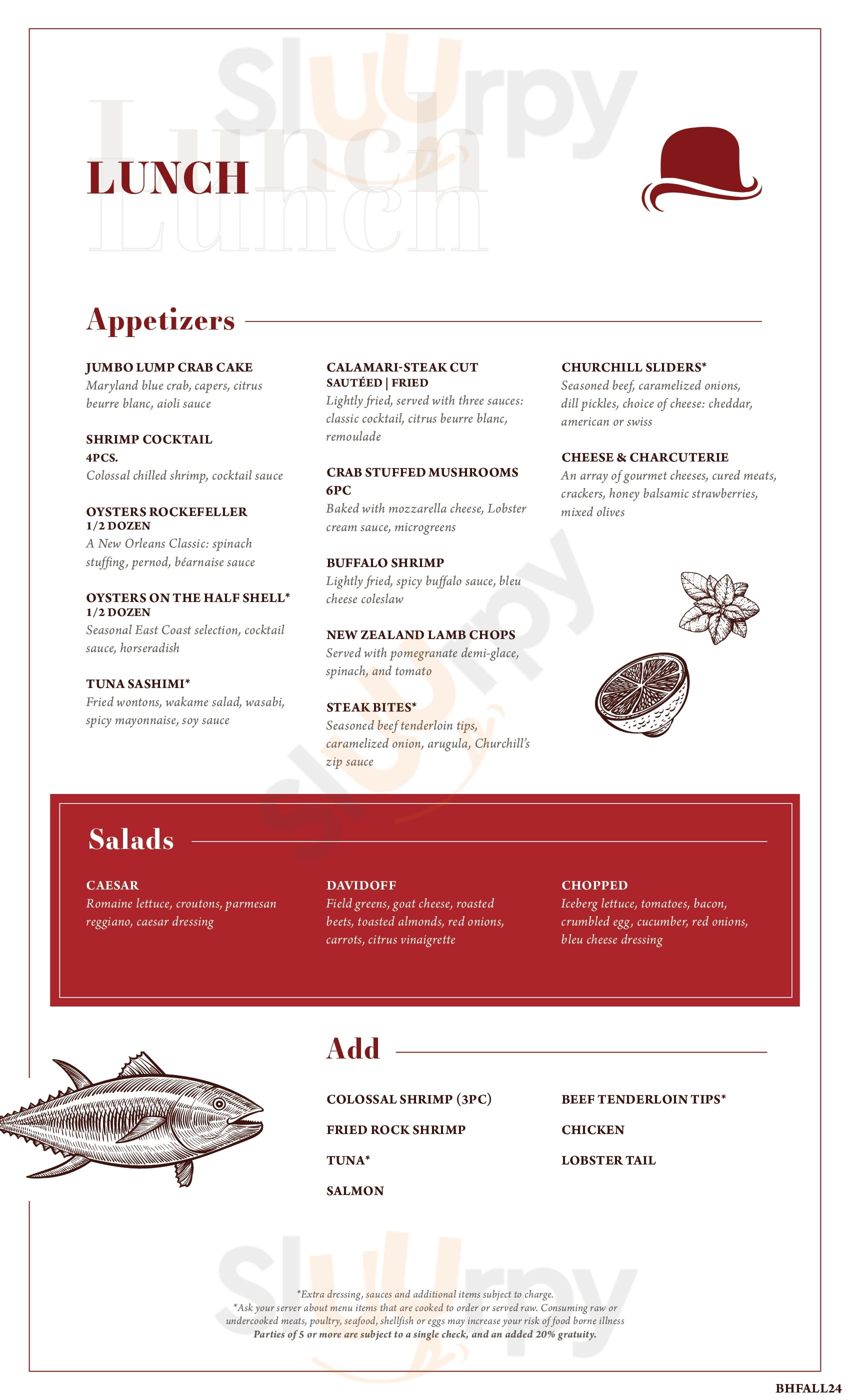Main Menu - Churchill's Bistro And Cigar Bar