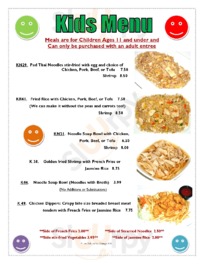 Teak House Thai Cuisine menu