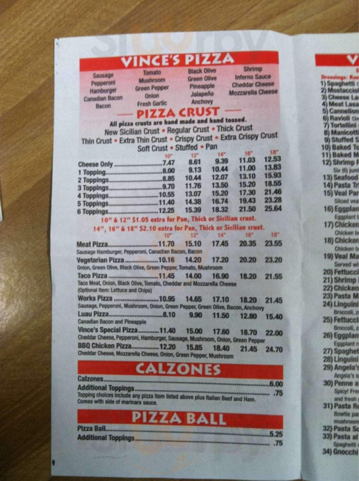 Vinces Pizza And Restaurant