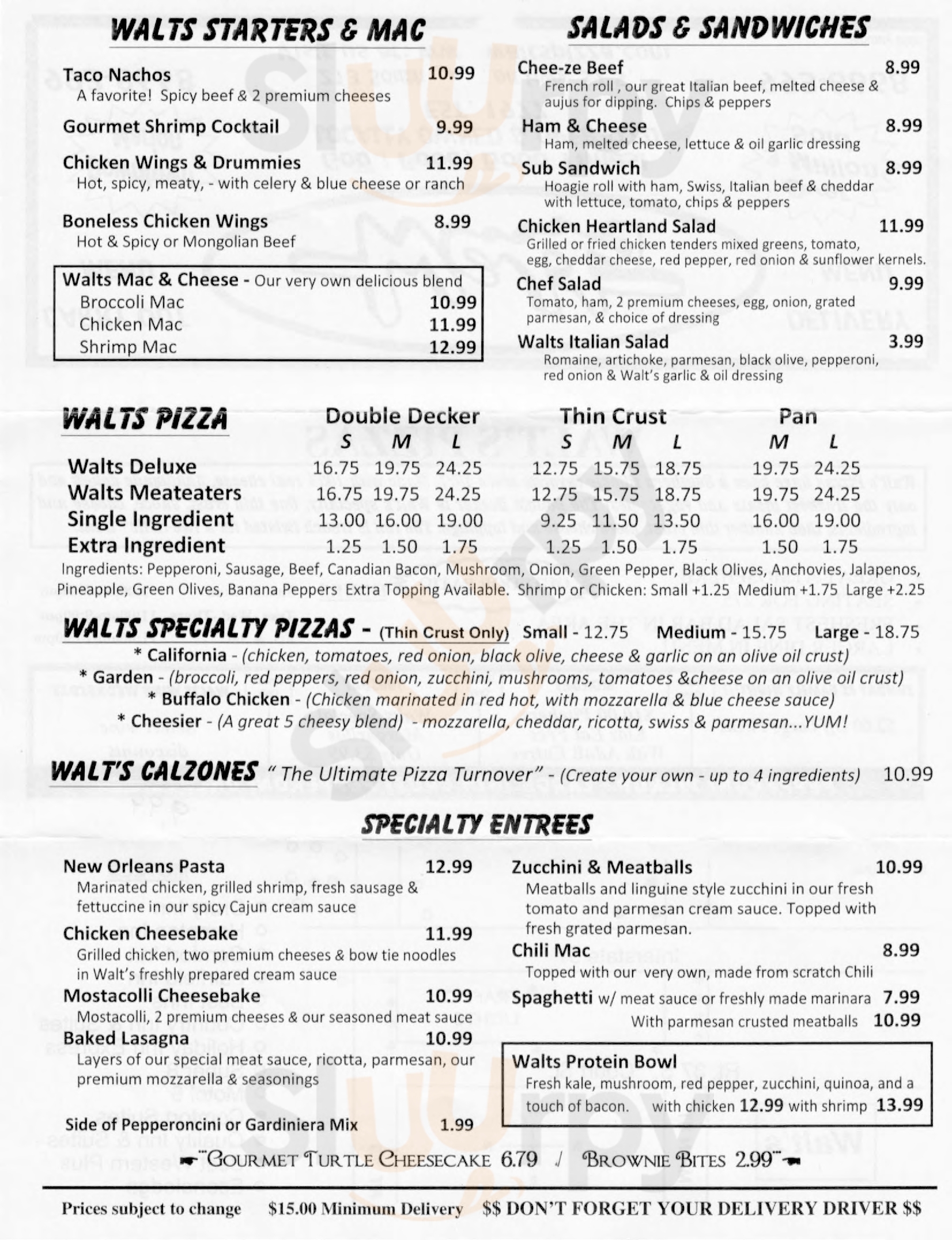 Walt's Restaurant Marion Menu - 1