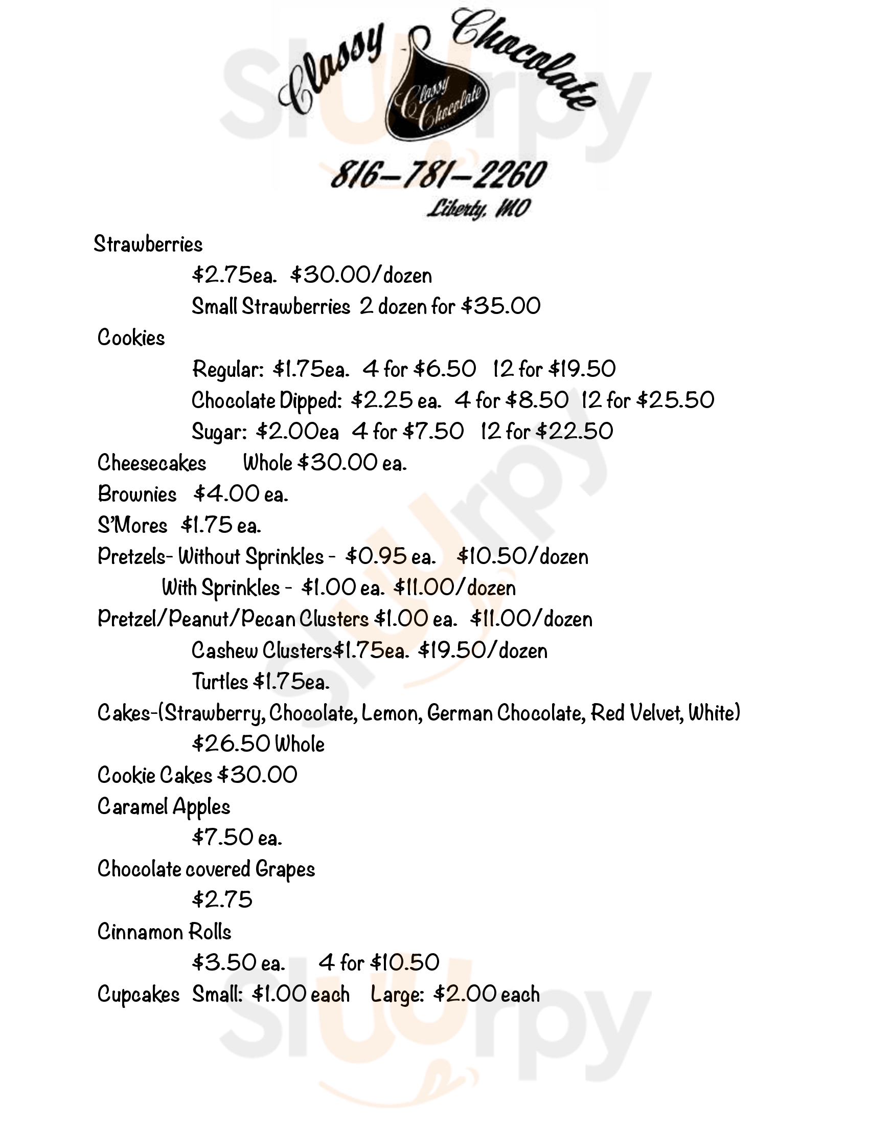 Main Menu - Classy Chocolate