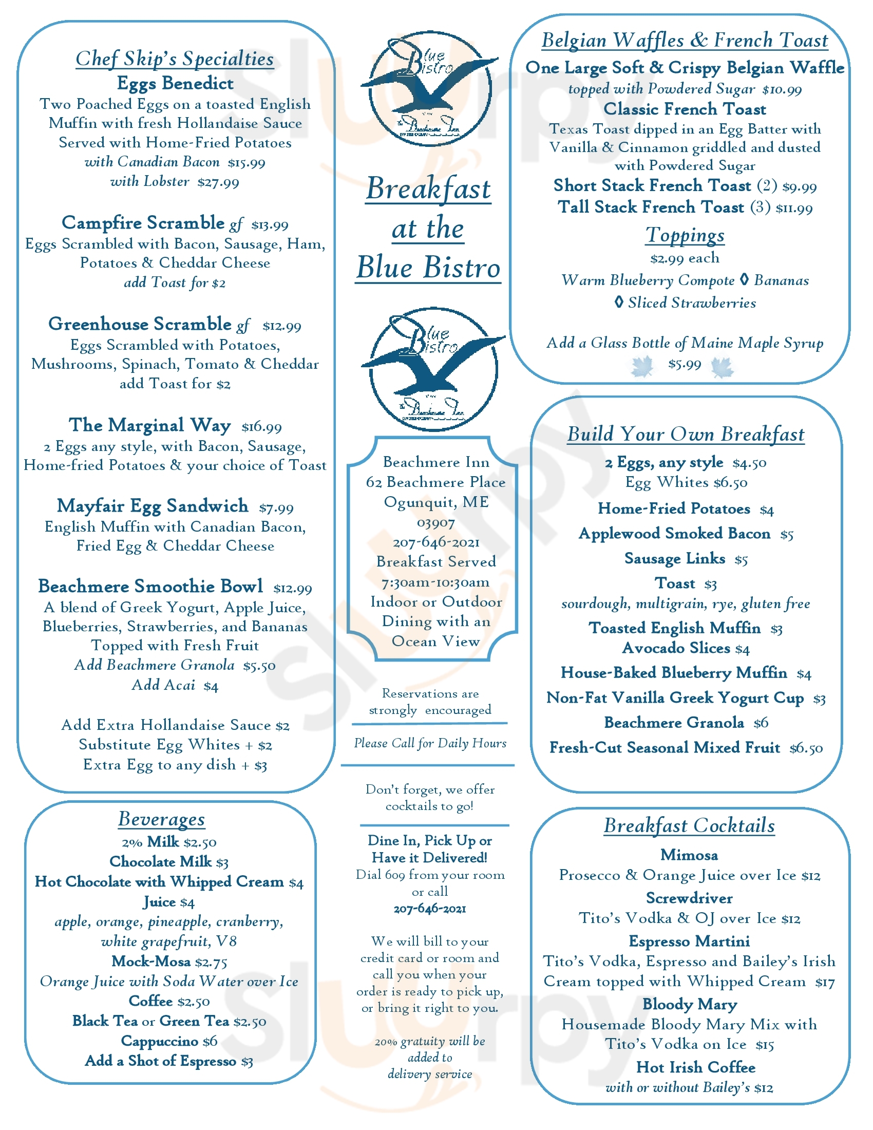 Blue Bistro Ogunquit Menu - 1