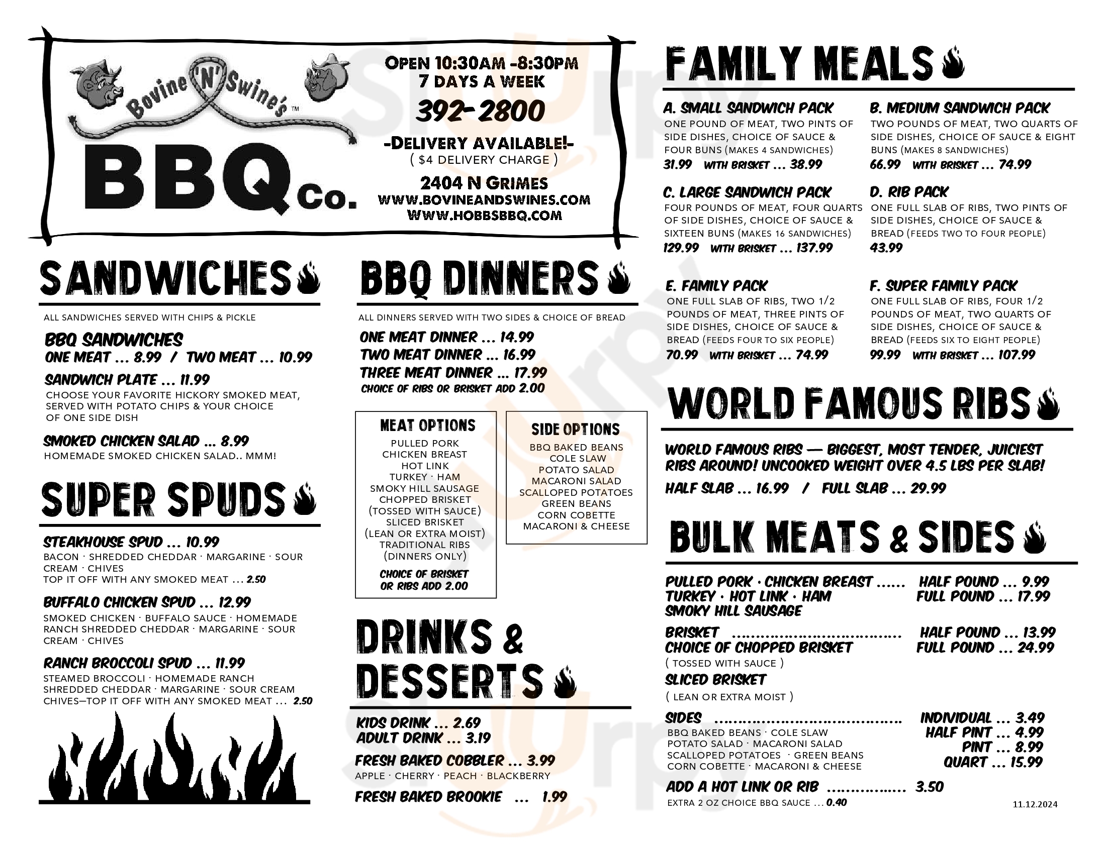 Bovine And Swine's Barbecue Co. Hobbs Menu - 1