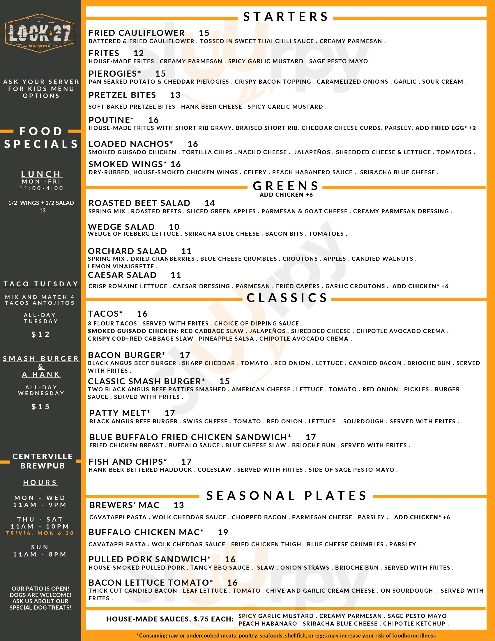 Main Menu - Lock 27 Brewing