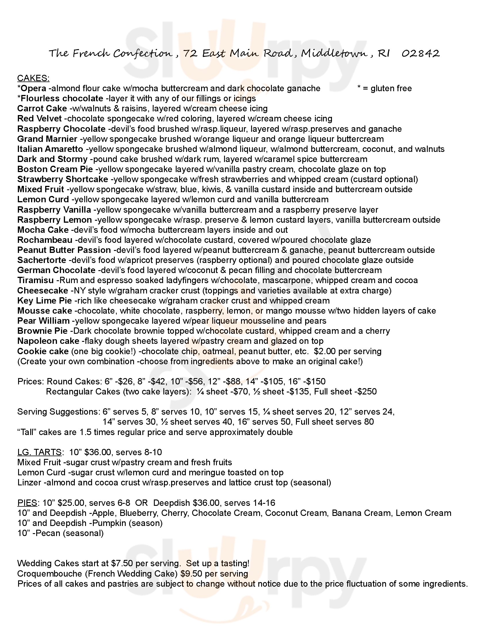 Main Menu - The French Confection