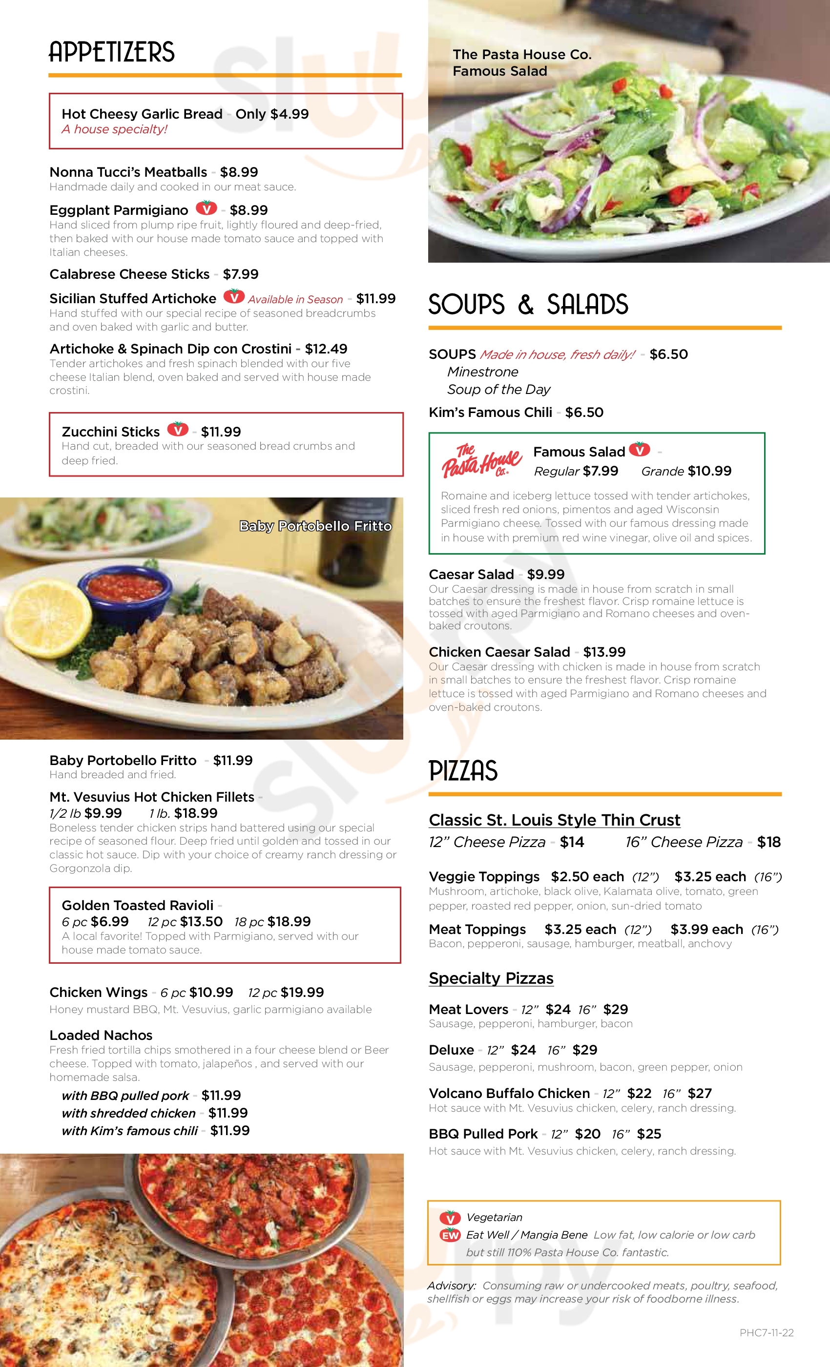 Main Menu - Pasta House Co