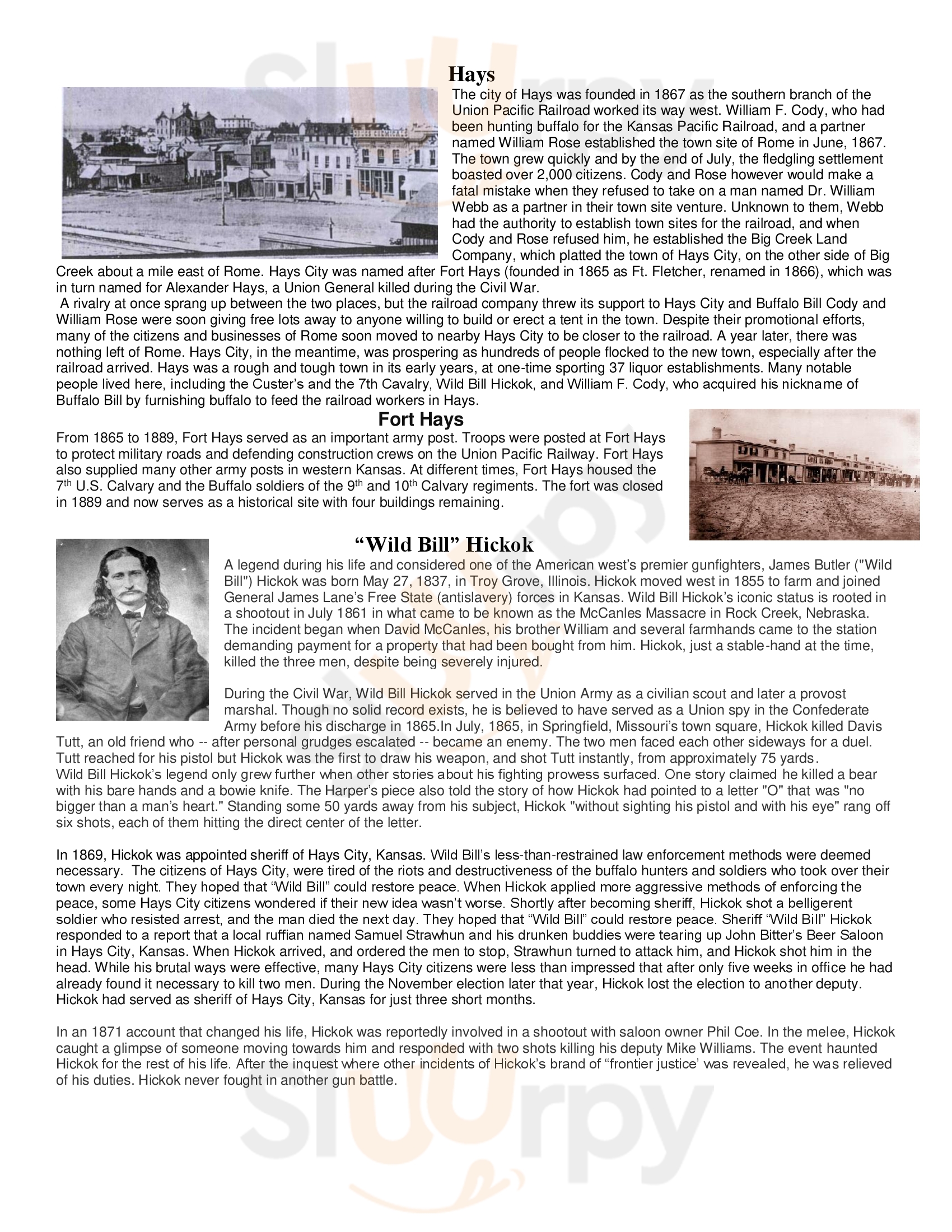 Main Menu - Hickok's Steakhouse