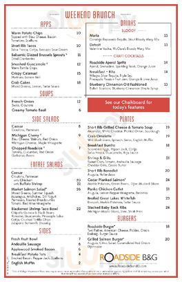 Roadside B & G menu