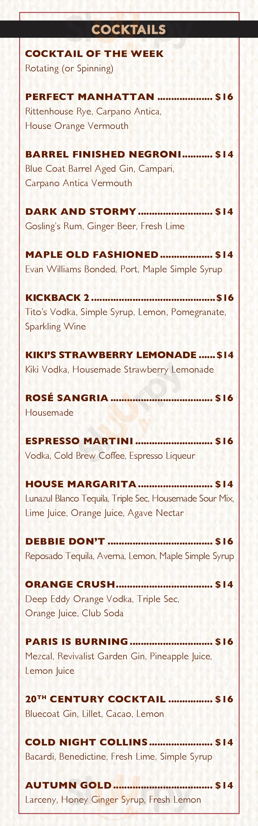 Main Menu - Christopher's Malvern