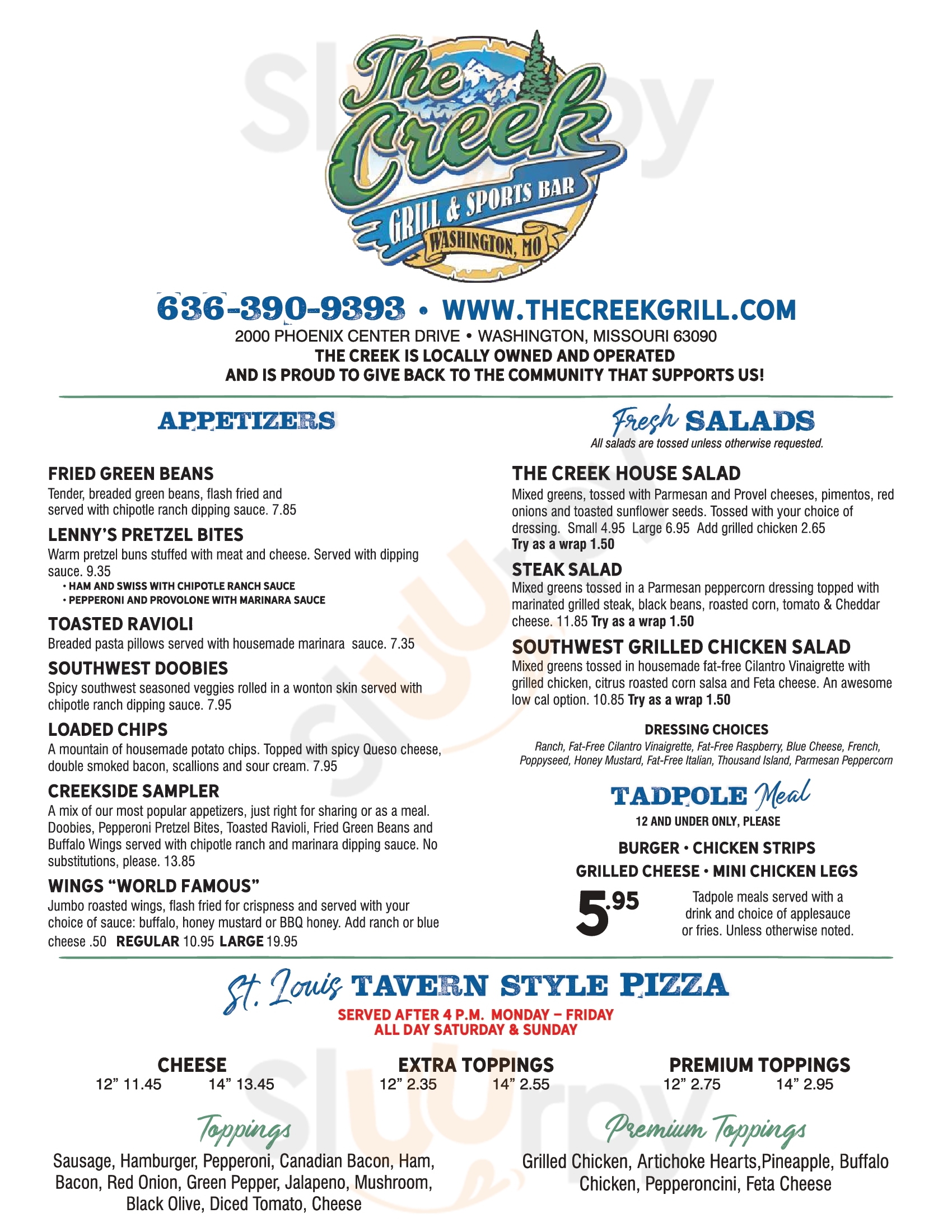 The Creek Grill & Sports Bar Washington Menu - 1