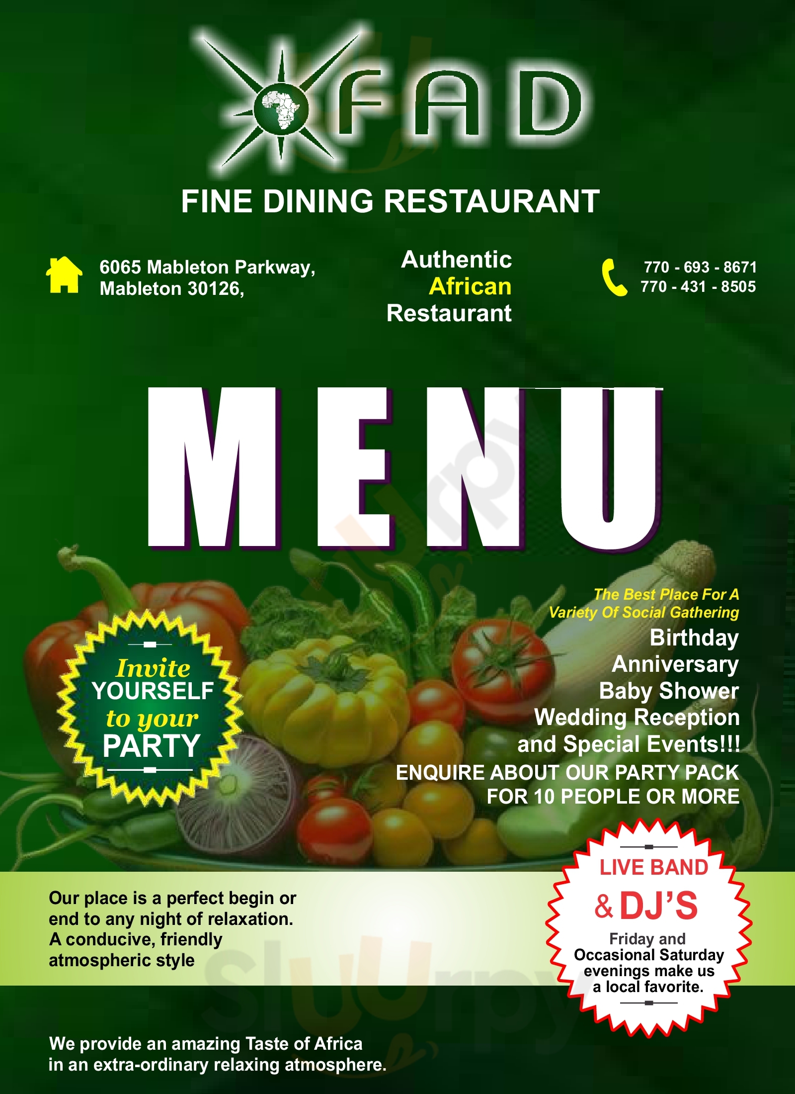 Main Menu - Fad Fine Dining