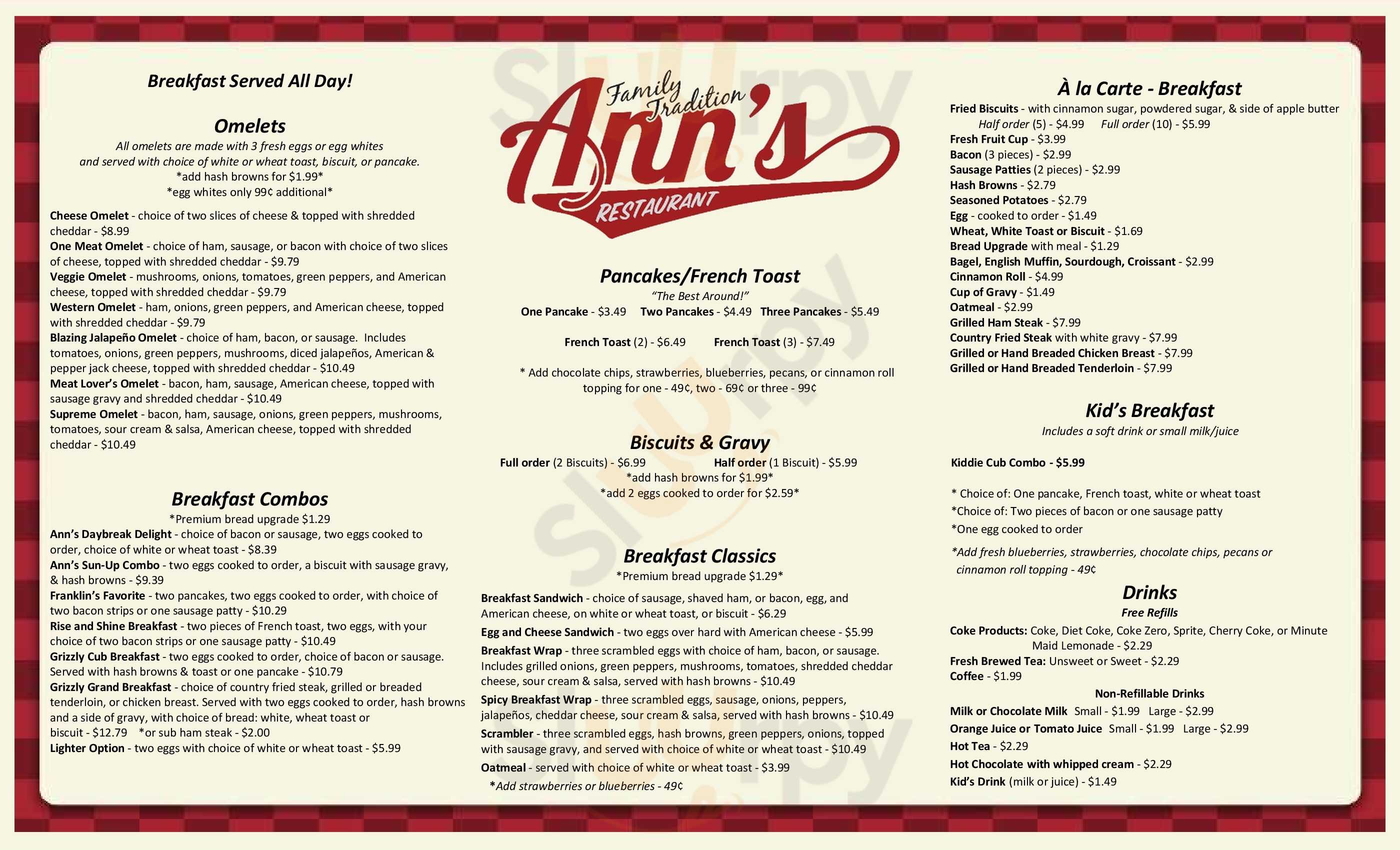 Main Menu - Ann's Restaurant