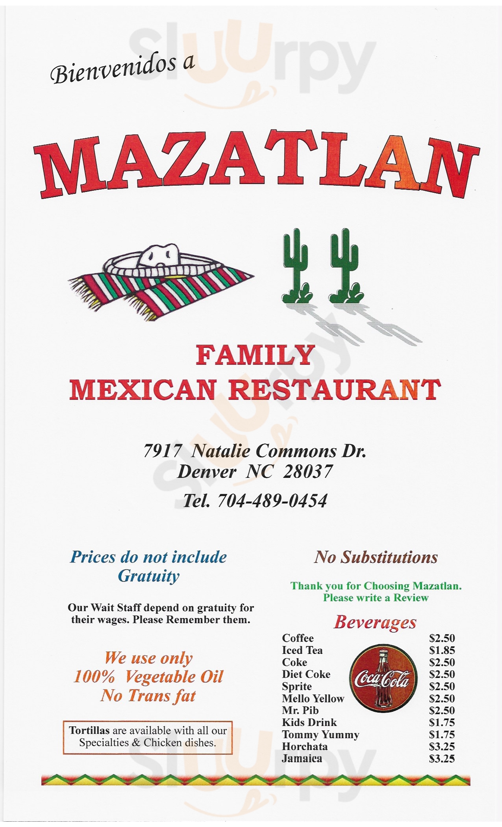 Mazatlan Family Mexican Restaurant - Denver Denver Menu - 1